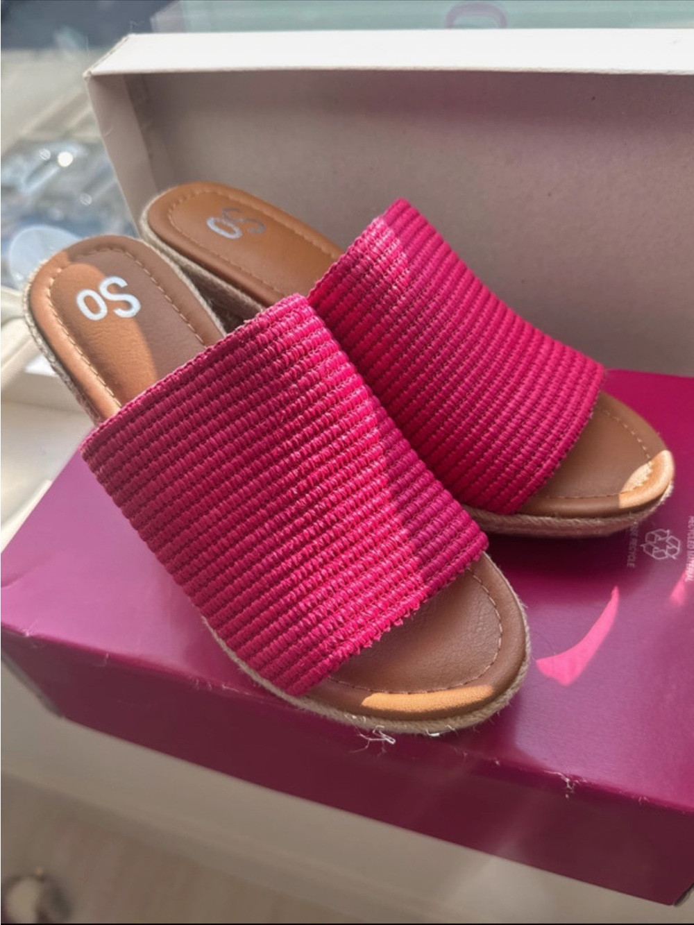 SO Hot Pink Woven Slide Mules